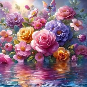 NWT- 8x8 Diamond Art Kit. Beautiful flowers.